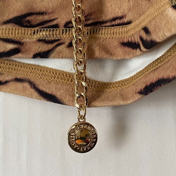 WeWoreWhat High Rise Chain Belt Biker Shorts Sz S Tan Animal Print NWT $88 - Picture 7 of 7